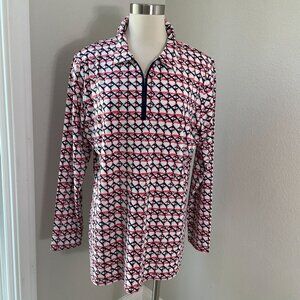 Sport Haley Womens Plus XXL Geometric 1/4 Zip Polo Golf Shirt Long Sleeve